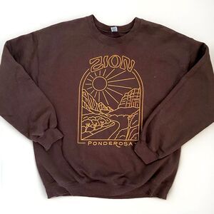 Zion National Park Ponderosa Crew Neck Pullover Sweatshirt SZ L Shirt Utah Brown